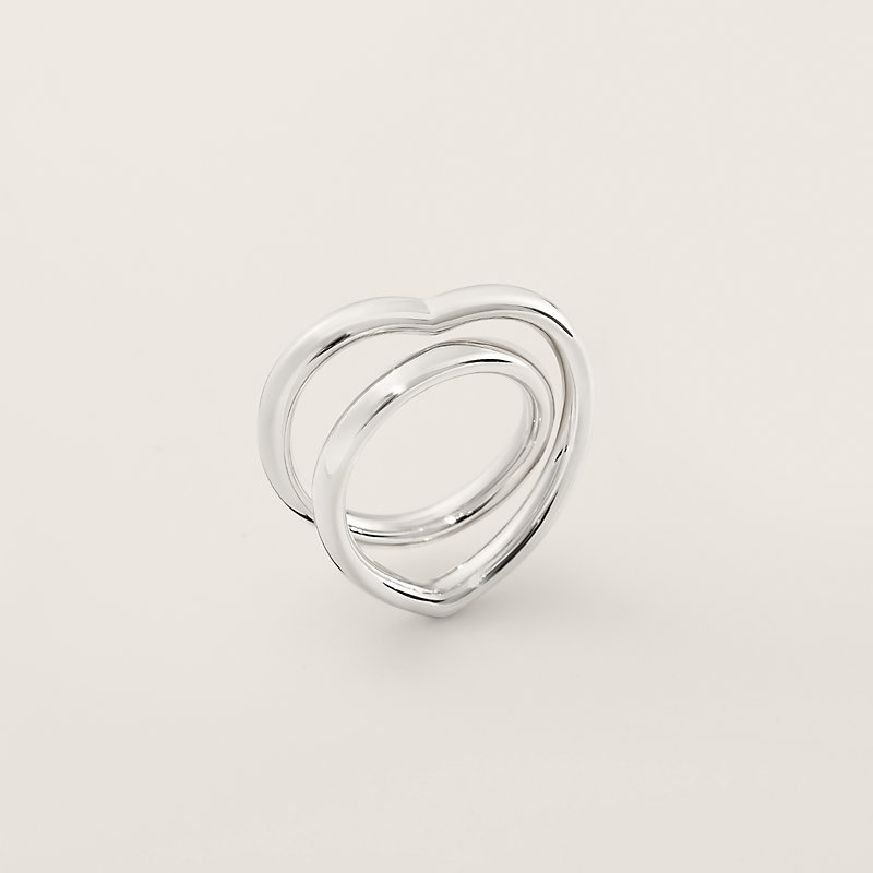 Hermes Vertige Coeur ring【関税込】 Hermes 18k Rose Gold and Diamond Vertige Coeur Ring Size 6